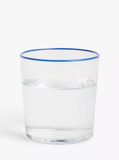 Rim Glass Tumbler, 380ml, Blue/Clear